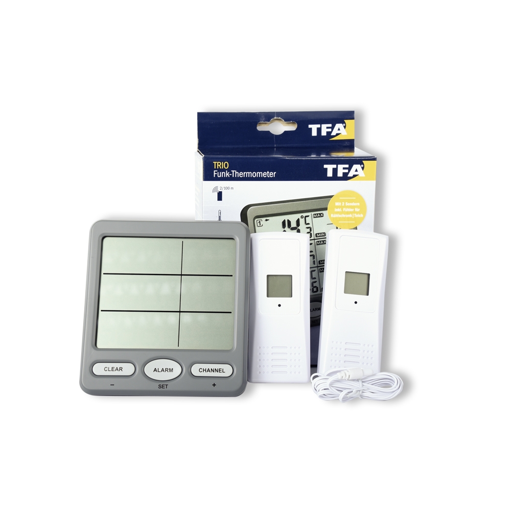 Trio Funk Thermometer Station inkl. Funksender & Sender mit Kabel